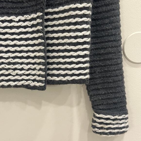 Mary Firenze Anthropologie Gray White Stripe Wool Mohair Blend Wrap Cardigan S - Picture 4 of 9